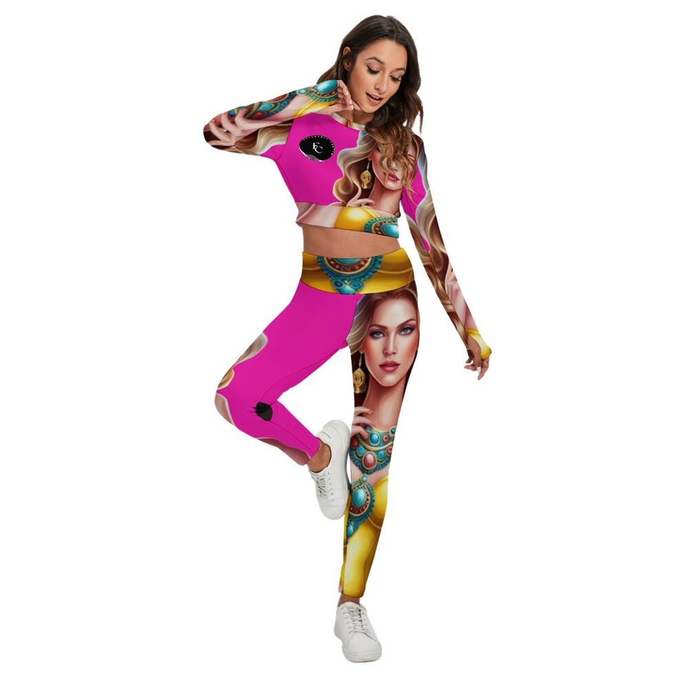 Kokorepublic   Print Women's Sport Set With Backless Top And Leggings